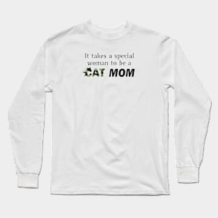 It takes a special woman to be a cat mom - black cat oil painting word art Long Sleeve T-Shirt